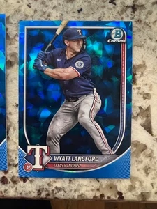 2025 BOWMAN CHROME SAPPHIRE CARD TEXAS RANGERS WYATT LANGFORD #35 - Picture 1 of 1