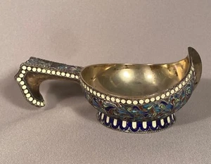 Antique Russian Silver and Enamel Kovsh signed and dated 1892 - Picture 1 of 10