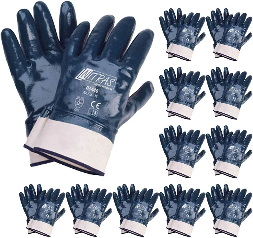 Nitras 03440 Nitrilhandschuhe Arbeitshandschuhe Handschuhe mit Stulpe  12 Paar - Bild 1 von 4