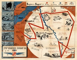 278th Engineer Combat Bn. In Europe - WW2 WWII Poster - World War 2 Map Print - Picture 1 of 5