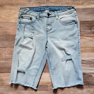 True Religion Geno Relaxed Slim Denim Shorts Cutoff Boy's Size 20 Light Wash