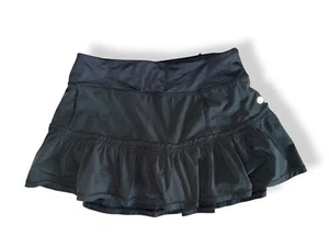 Falda Tenis Lululemon RARA Negra Voluntad Volantes con Pantalones Cortos Incorporados Talla 2 - Imagen 1 de 8