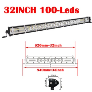 Combo de barra de luz LED 8D 32 pulgadas 300 W punto inundación una fila delgada lámpara de conducción de trabajo - Imagen 1 de 9