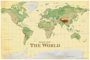 ProMaps Map of the World Vintage Style Sepia Poster 12x18 - Picture 1 of 3