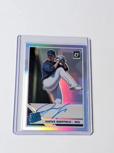 Panini Donruss Optic 2019 Justus Sheffield Mariners Rated Rookie Holo Auto MLB - Picture 1 of 2