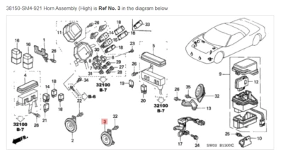 Unidad de control de conjunto de bocina HONDA ACURA GENUINE OEM NSX (alta) ☆ 38150-SM4-921 ☆ Foto 1 de 2