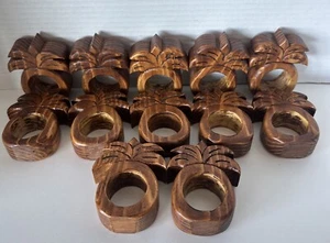 Ananas Serviettenringe Holz ausgeschnitten 3” x 1” dicke Holzmaserung Shows 12er Set - Bild 1 von 6