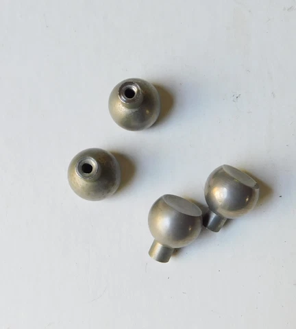 4 Vintage Rare Find 1960's MCM Nickel Cabinet Drawer Pulls Knobs 3/4"  Lot Cover