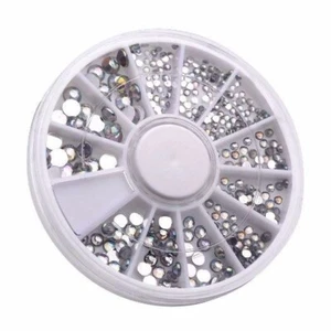 3D Acrylic 400 Pcs Nail Art Tips Gems Crystal Rhinestones DIY Decoration Wheel - Picture 1 of 3
