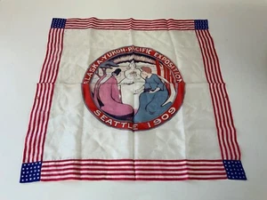 1909 Alaska Yukon Pacific Exposition Seattle Souvenir Silk Handkerchief Color - Picture 1 of 4