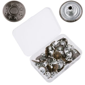 40X Metal Tack Buttons For Suspender Jeans Trousers Replacement with Rivets&Box - Picture 1 of 10