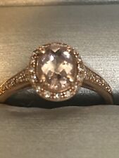 Previously owned. Oval Pink Morganite With Diamond Ring 10K Rose Gold