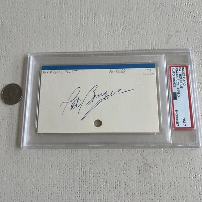 Pat Bourque Signed Index Card 3x5 PSA Slabbed Graded N Mint 7 Cubs A’s Twins - Image 1 of 2