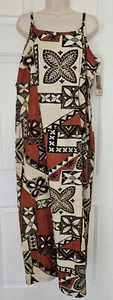 NWT Vtg Hilo Hattie Sz 16 Maxi Dress Hawaiian Tribal Floral Adjustable Straps - Picture 1 of 11
