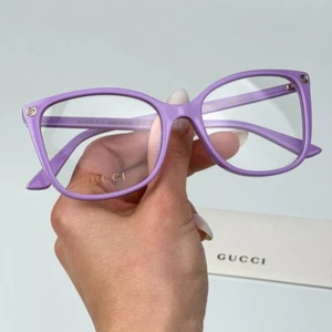 Gucci Women Eyeglasses Violet Demo Square GG0026O 014 BRAND NEW - Picture 1 of 10