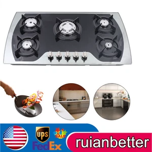 Gas Cooktop 5 Burner Built-in Gas Stove Stainless Steel NG/LPG Gas Hob Cooker - Picture 1 of 12