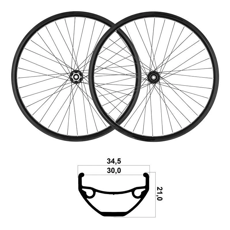 Ruote 27,5" x 30mm MTB Tubeless Ready Shimano 10/11/12V (coppia) Perno Passante  - Immagine 1 di 1