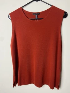 198 $ Eileen Fisher geknotet rot ultrafeine Merinowolle Tank Shell Top Größe Medium - Bild 1 von 3