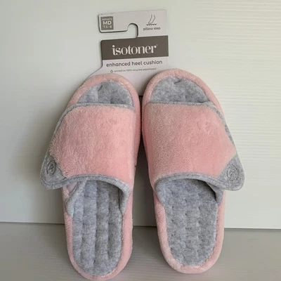 Isotoner Mujer Talla 7.5-8 Almohada Paso Mejorado Talón Cojín Pétalo Rosa Zapatillas Foto 1 de 4