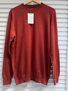 BARBOUR Herren Rost Pullover Größe Large Strick Rundhals Baumwolle Sweater PIMA £70 - Bild 1 von 14