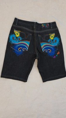 Coogi Shorts Jeansshorts Kurze Jeans Hose Schwarz Bunt Bermudahose Bermuda 3/4  - Bild 1 von 4