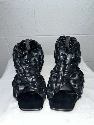 Lilliana Mujer Tacones Negro Talla 8.5 Correa de Tobillo Cuero Trenzado Foto 1 de 4