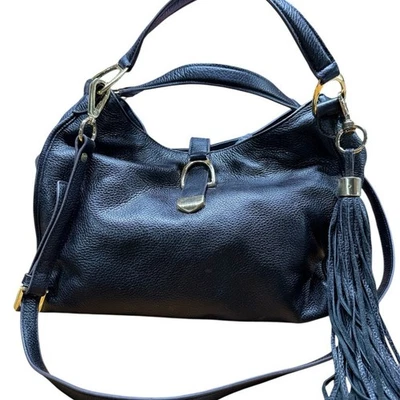 Bolso de mano holgado de cuero negro G.I.L.I Foto 1 de 4