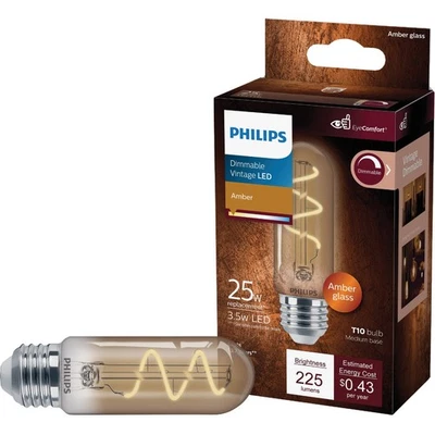 Philips Vintage 25W Equivalent Amber T10 Medium LED Decorative Light Bulb 565671 - Image 1 of 4