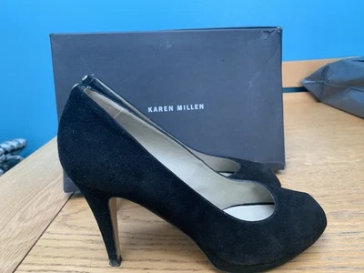 Karen Millen Black Suede High Heeled Shoes Size 5.5 - Image 1 of 4