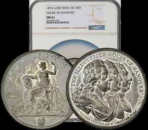 1814 Großbritannien Georg III Haus Hannover 100 Jahre 50mm Medaille NGC MS61 - Bild 1 von 6