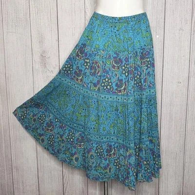 Falda circular Phool azul floral escoba - Maxi boho en capas, talla M Foto 1 de 4