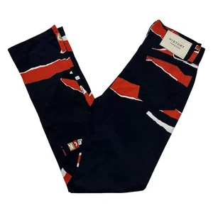 Iceberg History Jeans Womens 24 Black Red Graphic Print Stretch Made in Italy - Picture 1 of 16