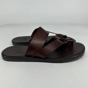 Brooks Brothers Sandalen Herren 8,5 Braun Leder Flip Flop Designer Hergestellt in Italien - Bild 1 von 8