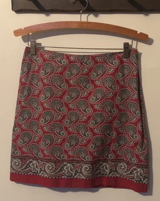 Винтажный маленький изысканный размер 4 красный зеленый пейсли рубашка карандаш юбка эластичной  - Изображение 1 из 4