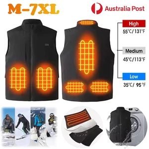 Electric Vest Heated Jacket USB 6 Heating Areas Thermal Warmer Washable Winter - Foto 1 di 14