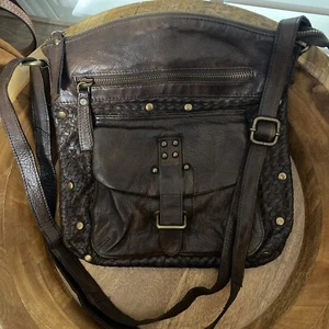 NUEVO Bolso Bandolera Estalon Cuero Tejido Marrón Envejecido - Imagen 1 de 10