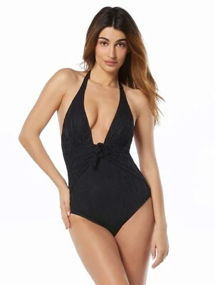 Carmen Marc Valvo One-Piece Plunge-Neck Swimsuit Size 6 - Image 1 of 2