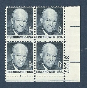 Sc #1393 ~ Plate # Block ~ 6 cent Dwight David Eisenhower Issue (fg5) VLH - Picture 1 of 2