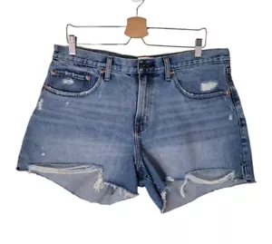 Nuovo ABERCROMBIE & FITCH 32 l 14 The Boyfriend Mid Rise Curve Love Short - Foto 1 di 11