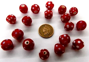 Perlina veneziana occhio rosso antico commercio africano nucleo bianco LEGGI 18 pezzi TT 803 - Foto 1 di 1