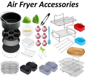 Accesorios para freidora de aire Juego de estante Herramientas Sartén para hornear Parrilla Bandeja Cocina Cocina - Imagen 1 de 21