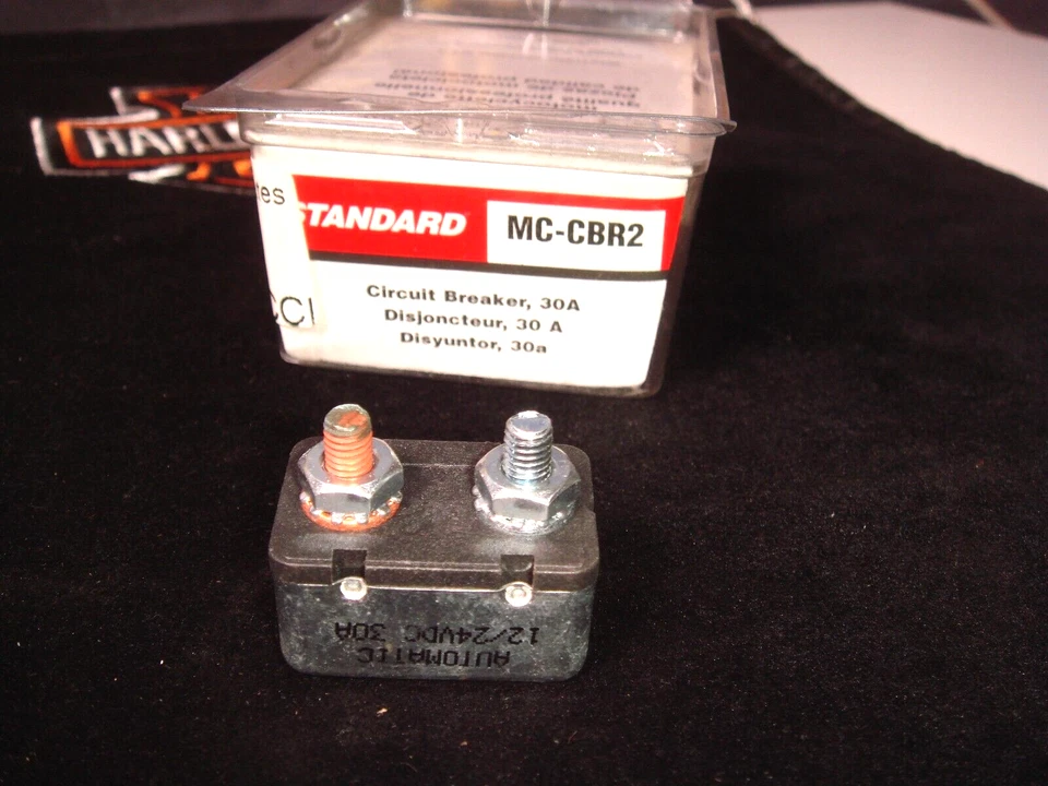 Disyuntor Harley 30 Amp FLH FXST 1977 Up Electra Auto Hecho en EE. UU. MC-CBR2 H1 Foto 1 de 4