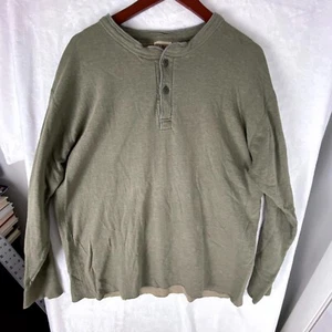 L.L.Bean Henley Shirt Men's XL Olive Green Wool River Driver's Traditional Fit - Picture 1 of 8