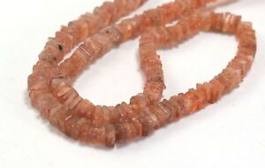 A++ Natural Sunstone Stone 4-5 mm Smooth Heishi Square Cube Beads 6" Strand