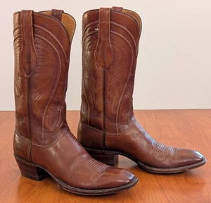 Vintage Lucchese Goat Leather Cowboy Boots 2083 San Antonio French Toe Mens 10B - Picture 1 of 18
