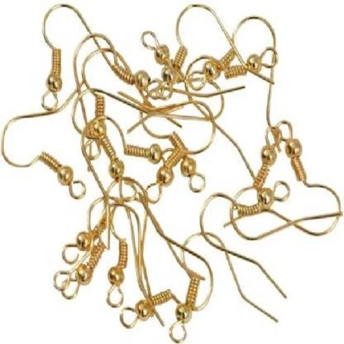 Women Girls Earring Gold Plated Ear Hook Bead Loop Wires Traditional Elegant  Foto 1 de 1