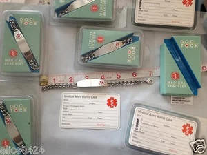 Brazalete de eslabón de identificación médica de acero inoxidable de 7" con tarjeta de billetera de alerta de Doc Tock - Imagen 1 de 3