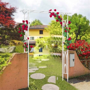 2M Metal Garden Arch Roses Climbing Plant Support Archway Wedding Backdrop Stand - Picture 1 of 12