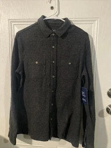 Men's Winter Long Sleeve Over Shirt Shacket Size S(34-36) Black New With Tag - Picture 1 of 13