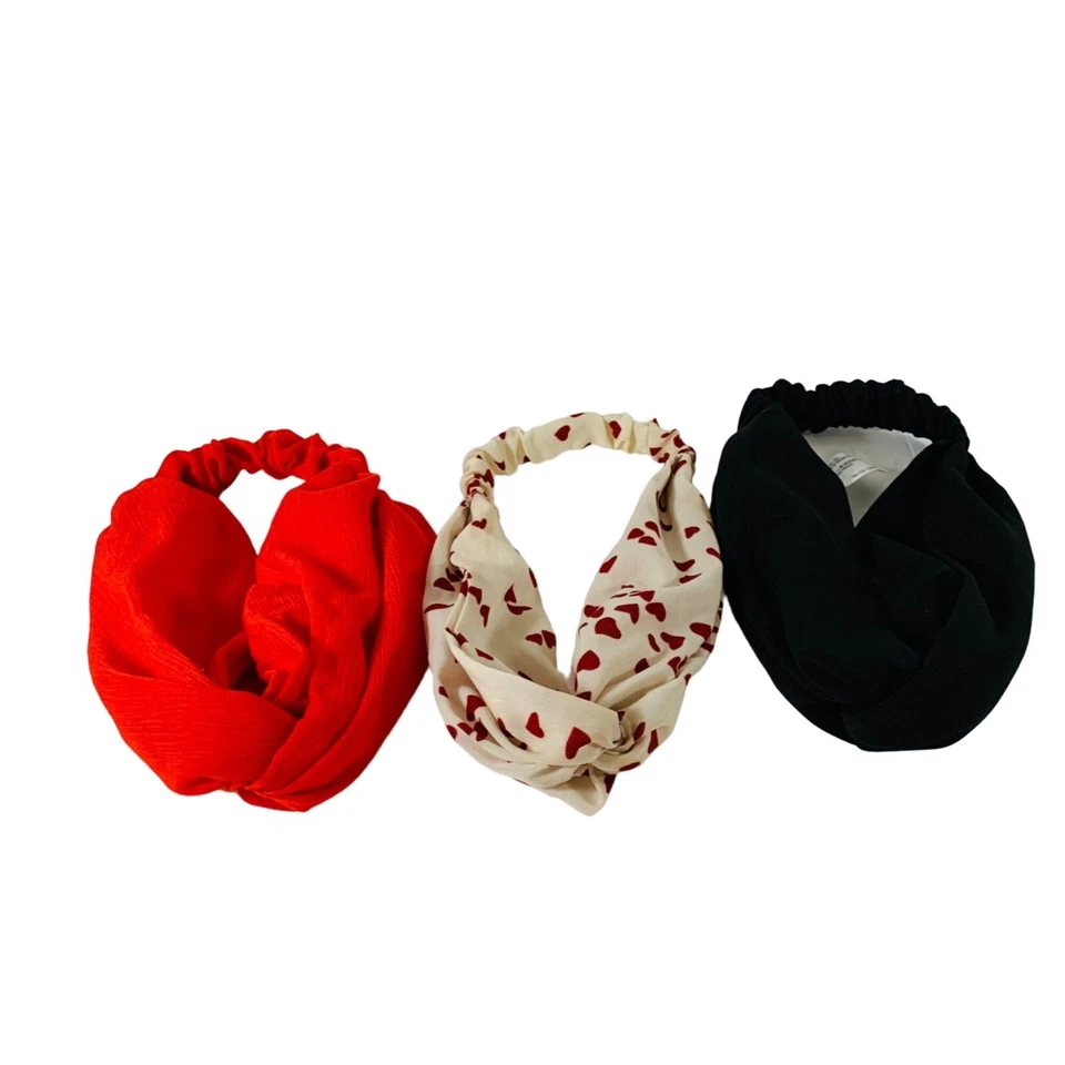 Set 3 Diadema Surtida Giratoria Accesorio para Cabello Elástico Amor Casual Trabajo San Valentín Foto 1 de 4
